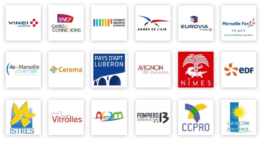 Références clients : VINCI Autoroutes, SNCF, Aéroport Marseille Provence, Armée de l'air, Eurovia, Port de Marseille Fos, Pays d'Apt Luberon, villes d'Avignon et de Nîmes, EDF, Pompiers 13...